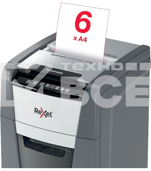 Шредер Rexel Optimum AutoFeed 130M черный с автоподачей (секр.P-5)/фрагменты/130лист./44лтр./скрепки/скобы/пл.карты