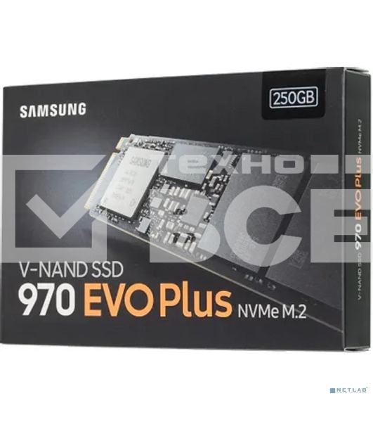 Накопитель SSD Samsung 970 EVO Plus MZ-V7S250BW, 250Gb, PCIe 3.0 x4, M.2 2280, NVMe, R/W 3500/2300