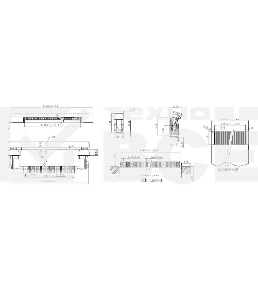 Разъем FPC  Half Coverage Top Contact 0.5K-BS-16PWB 16 pin высота 2мм шаг 0,5мм