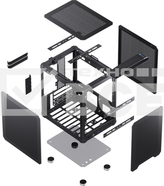 Компьютерный корпус JONSBO Computer Case C6Handle black hang-in version черный, Mini-Tower, материнская плата mATX, без БП, прозрачная боковая панель