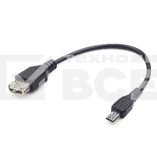 Кабель USB 2.0 OTG Cablexpert A-OTG-AFBM-03 USBAF/MicroBM, 0.15м, удлиненный разъем micro USB - 9мм,  пакет