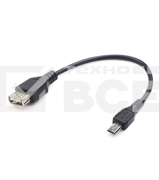 Кабель USB 2.0 OTG Cablexpert A-OTG-AFBM-03 USBAF/MicroBM, 0.15м, удлиненный разъем micro USB - 9мм,  пакет