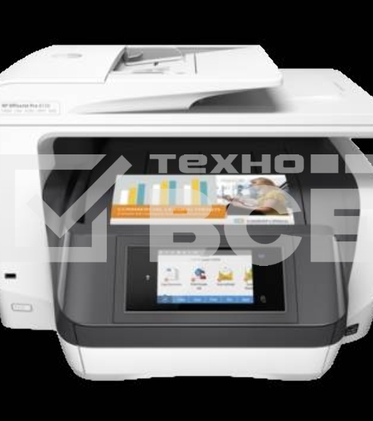 МФУ струйный HP OfficeJet Pro 8730 e-AiO (D9L20A), A4, цветной, печ. до 24 стр/мин. (ч/б) до 20 стр/мин. (цвет), скан. до 19 стр/мин. (ч/б) 8 стр/мин. (цет), 1200 x 1200 dpi (ч/б печать, скан.) 600 x 2400 dpi (печать цвет), USB, RJ-45, Wi-Fi, Air Print