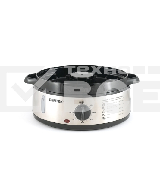 Пароварка Centek CT-1457 три корзины механическое управление мощность 800 Вт звуковой сигнал окончания работы чаша для риса в комплекте