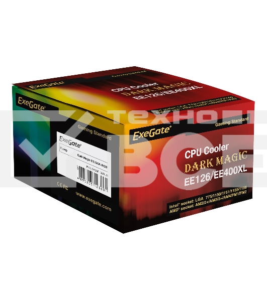 Кулер для процессора ExeGate Dark Magic EE126A-RGB черный, 120 мм, алюминий, 1800 об/мин, 18 дБ, 3 pin, 100 Вт, 95 мм