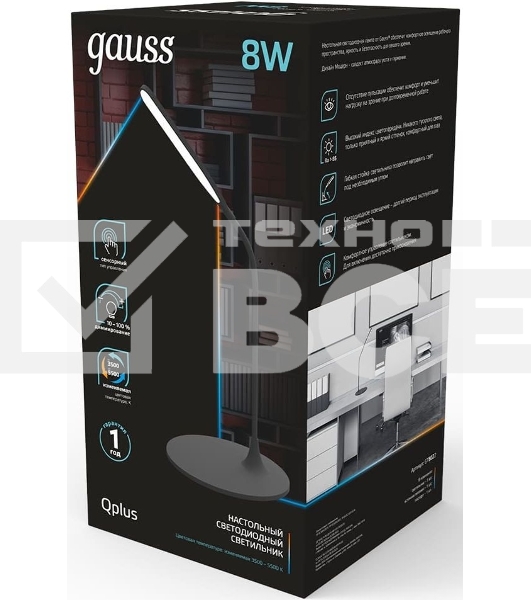 Светильник Gauss GT5022 настольный на подставке черный 8Вт