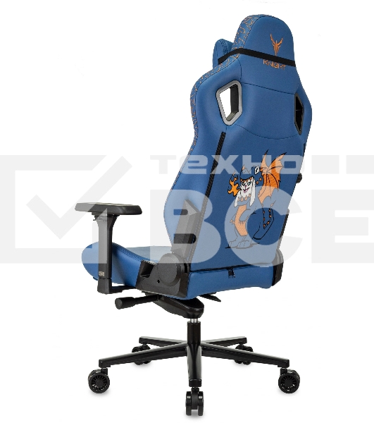 Кресло игровое Knight Craft Dragon синий эко.кожа крестов. металл