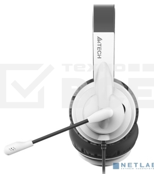 Наушники с микрофоном A4Tech HU-10 черный/белый 2м накладные USB оголовье