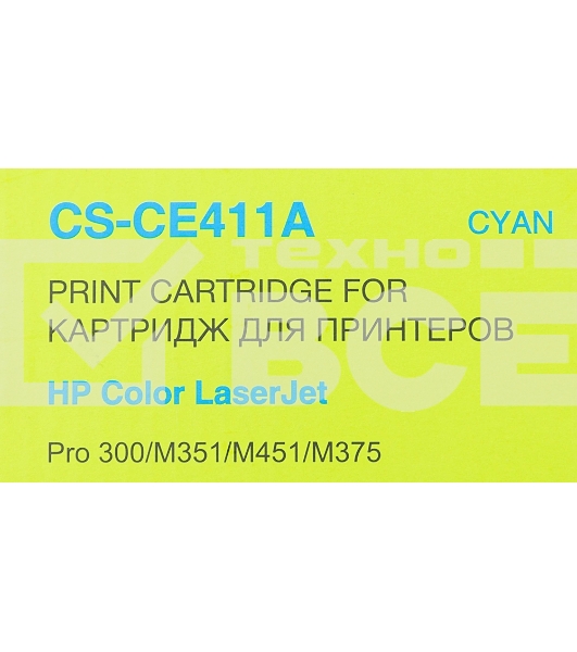 Картридж лазерный Cactus CS-CE411A голубой (2600 стр.) для HP CLJ Pro 300 Color M351 /Pro 400 Color M451