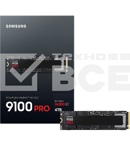 Твердотельный диск 4TB Samsung 9100 PRO, M.2, PCI-E 5.0 x4, TLC 3D NAND [R/W - 14800/13400 MB/s]