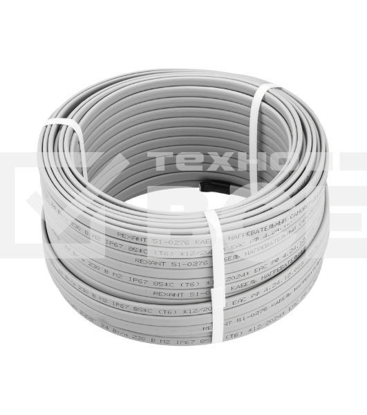 Кабель греющий (нагревательный) саморегулирующийся Rexant SRL24-2, неэкранированный, 24Вт/м, 0,9мм2/70м, бухта 50м