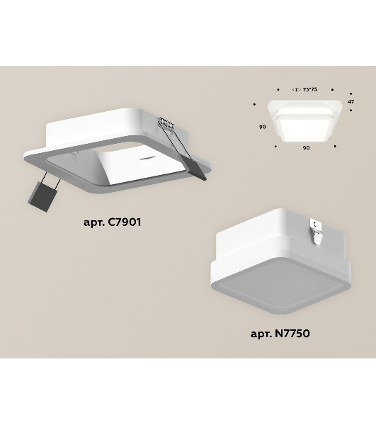 Комплект встраиваемого светильника Ambrella light XC7901012 SWH/FR белый песок/белый матовый MR16 GU5.3 (C7901, N7750)