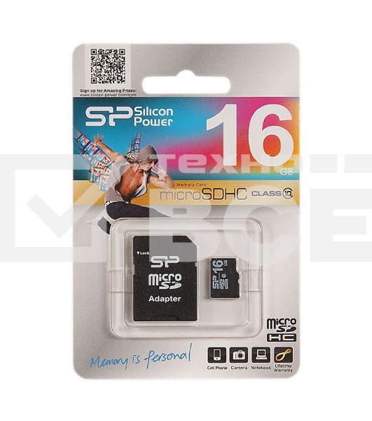 Флеш карта microSD 16Gb Class10 Silicon Power SP016GBSTH010V10 