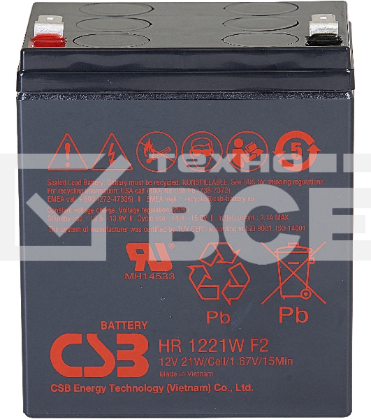 Батарея CSB HR 1221W (12V, 5Ah) F2