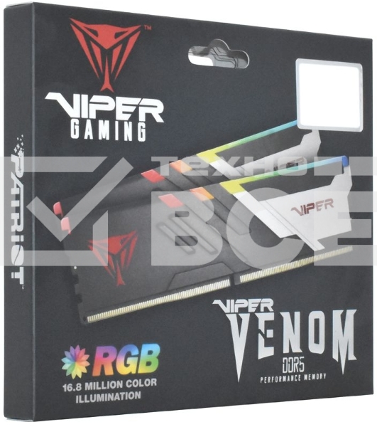 Оперативная память Patriot Viper Venom, DDR5, 32GB (2x16GB), 7200MHz, CL34, с радиаторами, RGB, черный