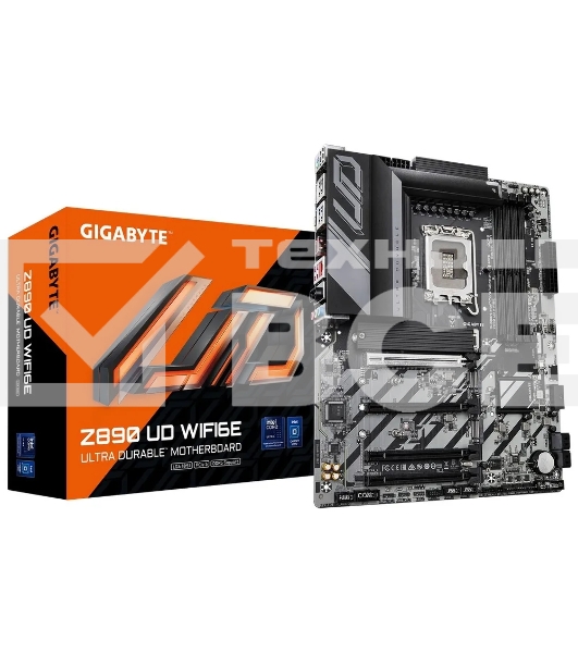 Материнская плата Gigabyte Z890 UD WIFI6E, LGA 1851, Intel Z890, 4xDDR5, 4xSATA, 3xM.2, 1xPCIe 5.0 x16, 2xPCIe 4.0 x4, 1xPCIe 4.0 x1, 1xDP, 1xUSB-C, 1x 2.5Gb LAN, 4xUSB-A 3.2 Gen 1, 1xUSB-A 3.2 Gen 2, 4xUSB-A 2.0, 1xUSB4, 3x3.5 мм, 7.1, ATX