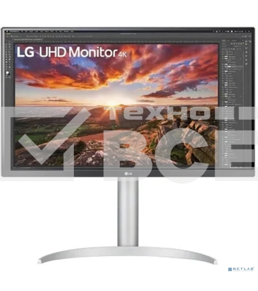 Монитор 27' LG UltraFine 27UP850K-W IPS 3840x2160, 60 Гц, 5 мс, 16:9, 400 кд/м², 2xHDMI 2.0, DP 1.4, USB-C, USB Hub (2x USB 3.0), 3.5 Jack, FreeSync, черный/серебристый