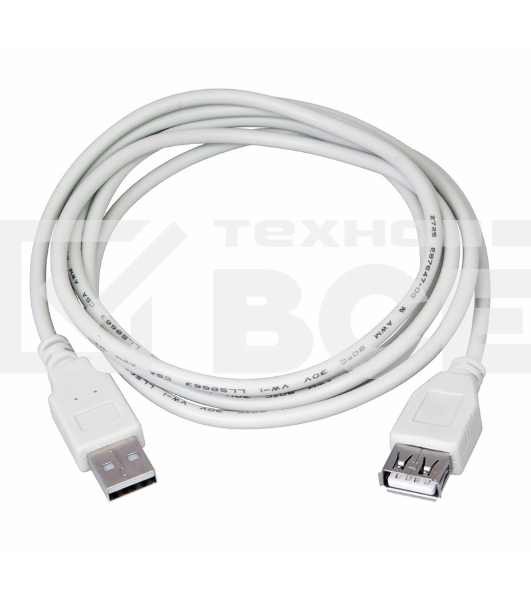 Кабель USB (шт. USB A - гн. USB A) 3 метра, серый Rexant