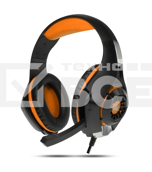 Наушники CROWN CMGH-102T Black&orange (Подключение USB, встроенная аудио карта, Частотныи диапазон: 20Гц-20,000 Гц,Кабель 2.1м,Размер D 250мм)