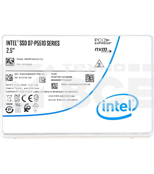 Накопитель SSD Intel D7-P5510, 3.75Tb, 2.5