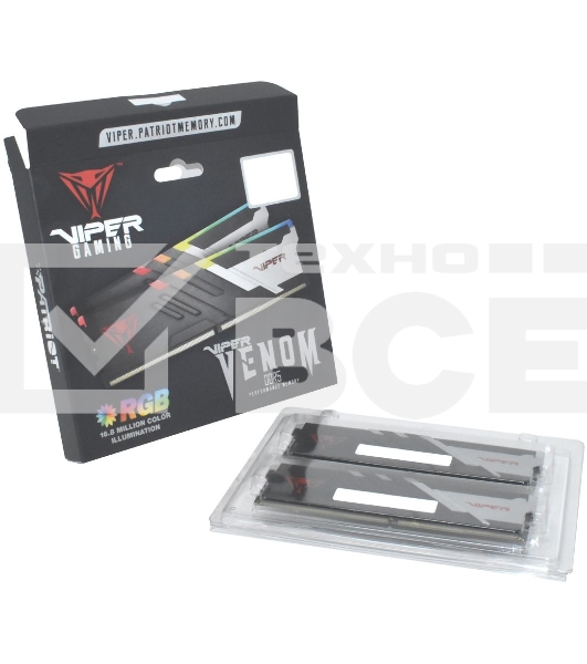 Оперативная память Patriot Viper Venom, DDR5, 32GB (2x16GB), 7200MHz, CL34, с радиаторами, RGB, черный