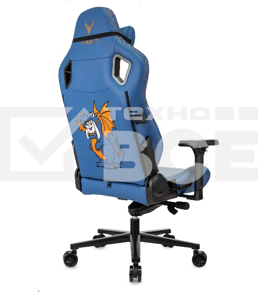 Кресло игровое Knight Craft Dragon синий эко.кожа крестов. металл