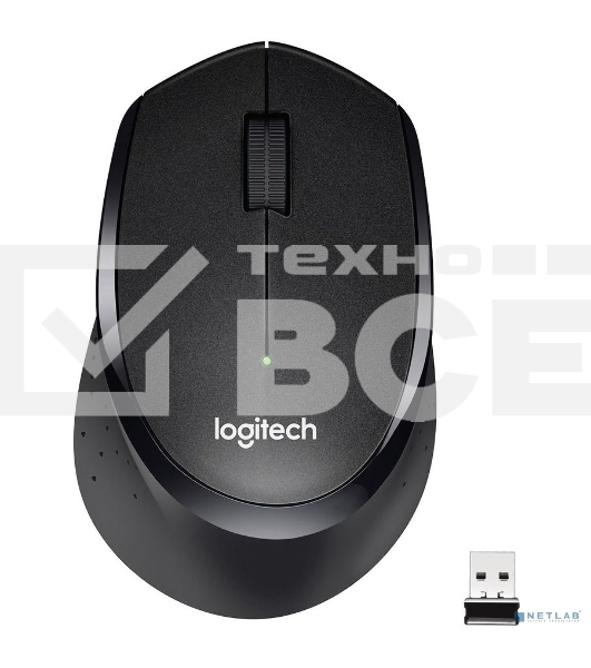 Мышь беспроводная Logitech M330 SILENT PLUS черный, 1000 dpi, радиоканал, USB, кнопки - 3