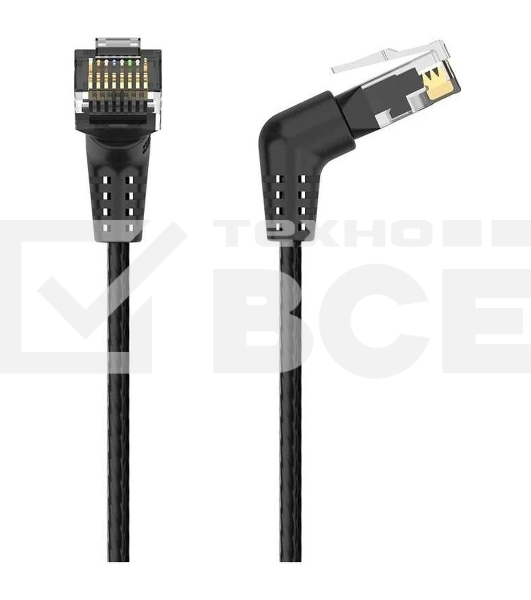 Патч-корд Vention прямой UTP cat.6a, RJ45 угол 90 - 2м. Черный