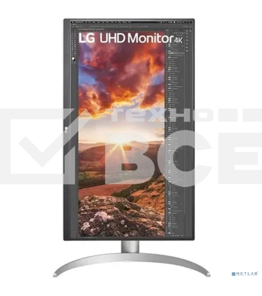 Монитор 27' LG UltraFine 27UP850K-W IPS 3840x2160, 60 Гц, 5 мс, 16:9, 400 кд/м², 2xHDMI 2.0, DP 1.4, USB-C, USB Hub (2x USB 3.0), 3.5 Jack, FreeSync, черный/серебристый