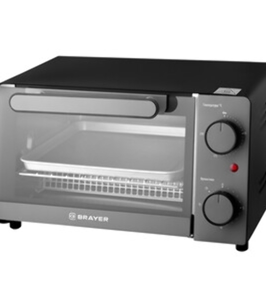 Мини-печь BRAYER BR2600 1200 Вт, 9 л, серебристый
