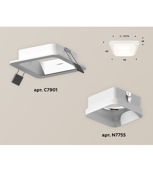 Комплект встраиваемого светильника Ambrella light XC7901013 SWH/FR белый песок/белый матовый MR16 GU5.3 (C7901, N7755)