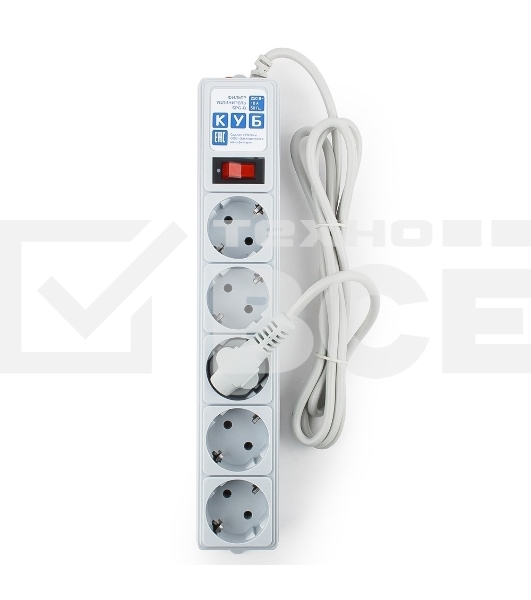 Сетевой фильтр POWER CUBE 1,9 м.* 5 розеток, серый