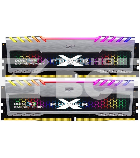 Оперативная память Silicon Power Xpower Turbine, DDR4, 16GB (2x8 GB), 3200 MHz, CL16, DIMM, радиатор, RGB, серый, чёрный