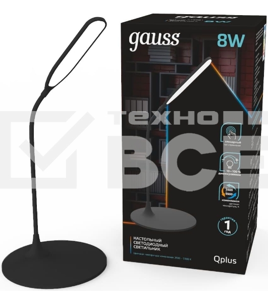 Светильник Gauss GT5022 настольный на подставке черный 8Вт