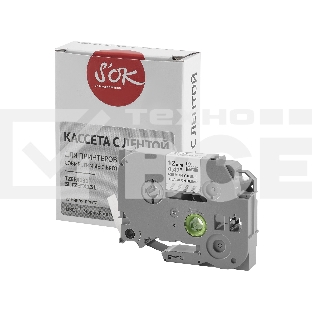 Кассета с лентой S'OK by Sakura Printing TZEFX131 для Brother, черный на прозрачном, 12мм/8м, наклейка
