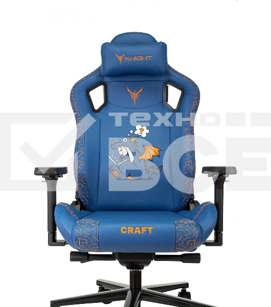 Кресло игровое Knight Craft Dragon синий эко.кожа крестов. металл