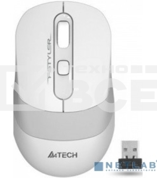 Мышь беспроводная A4Tech Fstyler FG10 белый/серый, 2000 dpi, радиоканал, USB, кнопки - 4