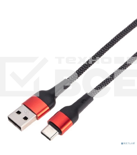 Кабель Rexant USB-A - Type-C, 5А, 50Вт, 1м, в черной нейлоновой оплетке