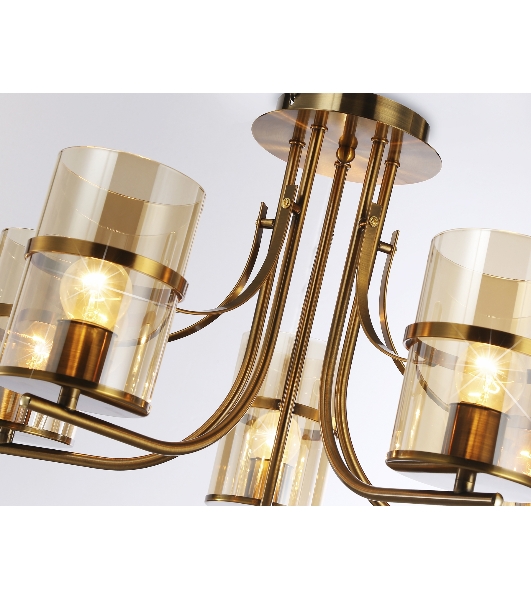Светильник Ambrella light TR3222/5 GD/TI золото/янтарь E27*5 max 40W D540*300