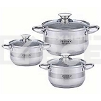 Набор посуды Zeidan Z-50632 6 предм.: кастрюля с/кр 2,0 л (16 см), кастрюля с/кр 3,0 л (18 см), кастрюля с/кр 4,0 л (20 см), нержавеющая сталь, комбинированная полировка снаружи, зеркальная полировка внутри, шкала литража, крышки - стекло, 5-ти СТЕПОВОЕ К, фото14