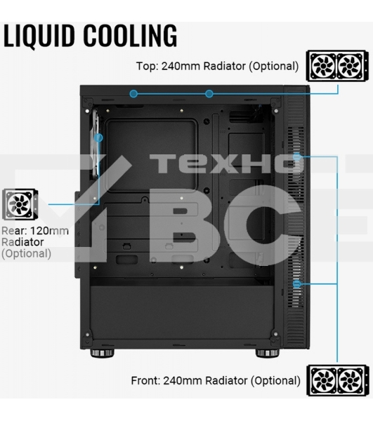 Компьютерный корпус Aerocool / Formula Python (3xUSB, 2xAudio, 0.5 мм,2x200 мм FAN, прозрачная стенка-закаленное стекло, ATX, без БП)