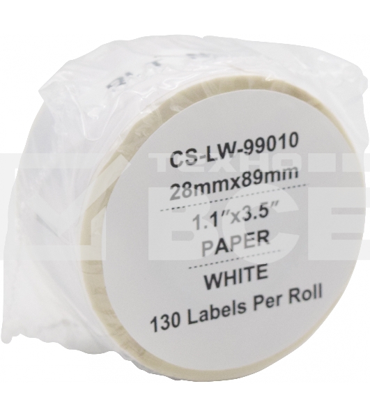 Этикетки Cactus CS-LW-99010 сег.:89x28мм черный белый 130шт/рул Dymo Label Writer 450/4XL