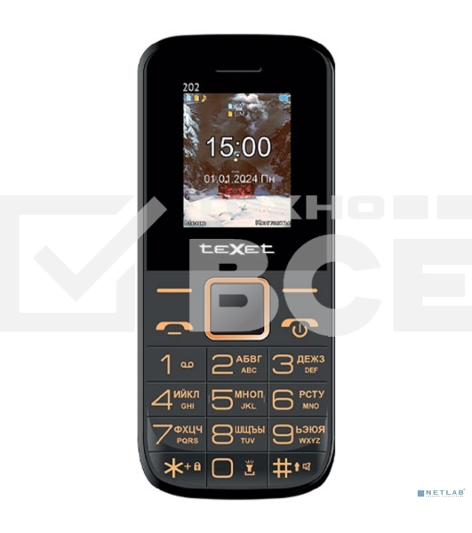 Мобильный телефон TEXET TM-202 черный
