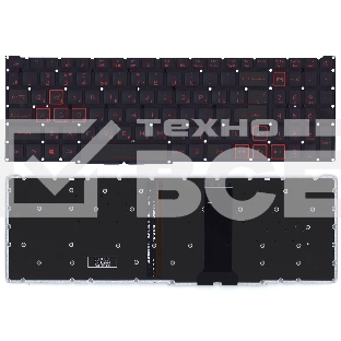 Клавиатура для ноутбука Acer Nitro 5 AN517-51 черная с красной подсветкой