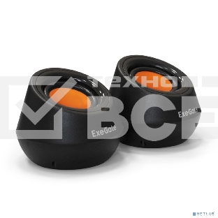 Акустическая система 2.0 ExeGate EX287060RUS Disco 130 (питание USB, 2х3Вт (6 Вт RMS), 100-20000Гц, черный/оранжевый)