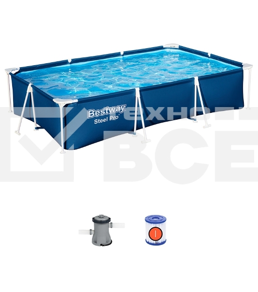 Бассейн каркасный Bestway 300х201х66см, 3300 л, с ф.-насосом, 56411