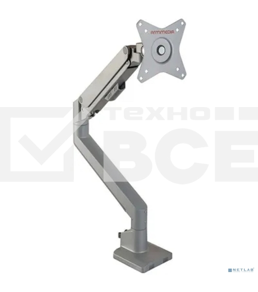 Кронштейн Arm media LCD-T35 серебристый, 6 шт/уп. Кр. алюм. настол. для мон.17'-34', max 9 кг, 6 ст св., нак. ±45°, пов. ±180°, от стола 495 мм, max VESA 100x100 мм.