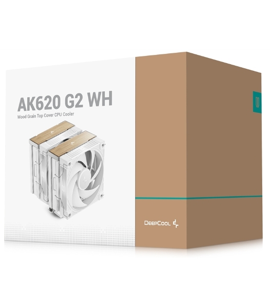 Кулер для процессора DEEPCOOL AK620 G2 WH LGA1851/1700/1200/115X/AM5/AM4 (8шт/кор, TDP 260W, PWM, DUAL Fan 120мм, 6 тепл. трубок, Copper Base, Wood-grain top cover, белый) RET (R-AK620G2-WHNNMN-GJD)