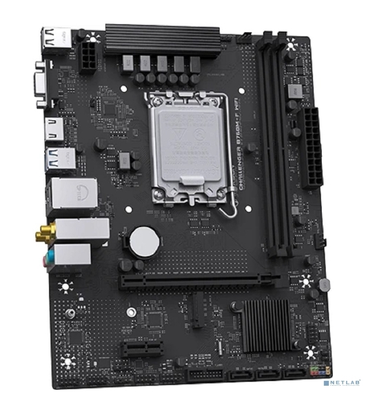 Материнская плата Maxsun MS-Challenger B760M-F WIFI (Socket 1700, mATX, 2*DDR4(64Gb), VGA/HDMI, 3xSATA3, 1*M.2,1xPCI-E x16/1xPCI-E x1, 2*USB 2.0, 2*USB 3.2 Gen1, LAN 1*1G, Bluetooth, Wi-Fi 802.11ac, RTL)
