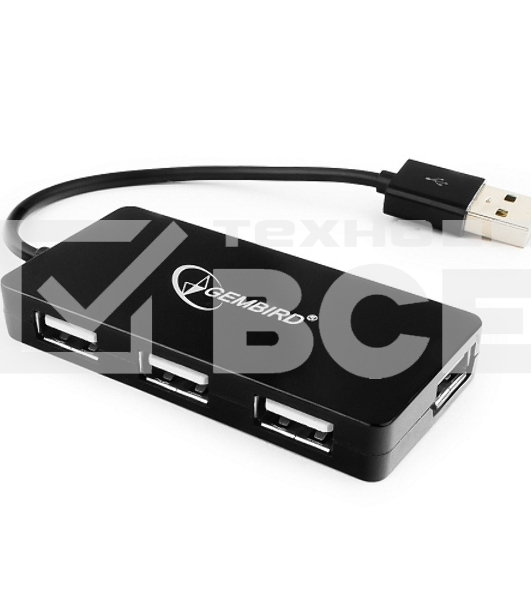 Концентратор USB 2.0 Gembird UHB-U2P4-03, 4 порта, блистер